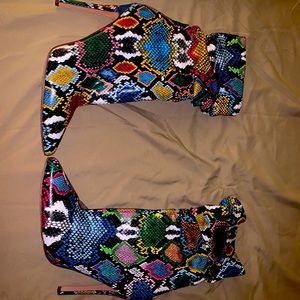 Faux leather animal print boots